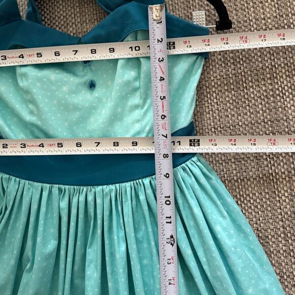 Disneyland Exclusive Ltd Ed Icons Border Print Halter Fit & Flare Dress XS Blue - Picture 6 of 7